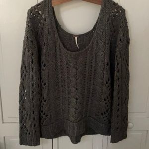 Free People Scoop Neck Cable Knit Sweater L